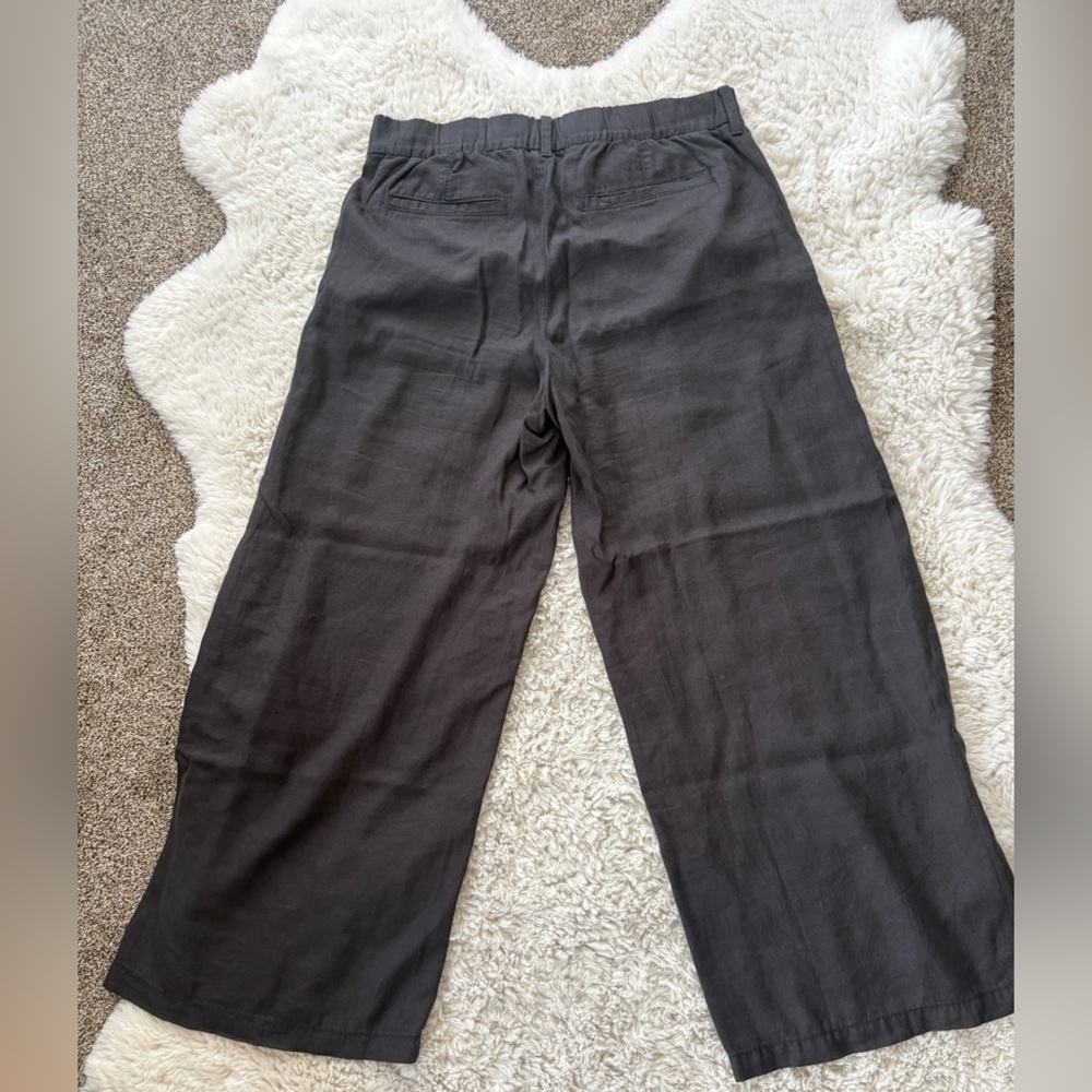 American Eagle linen blend, poppy trouser Wide Leg Washed Black Pants size 10